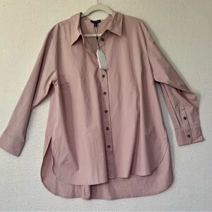 Universal Standard Button Front Shirt Blush Pink Long Sleeve Blouse NWT Size